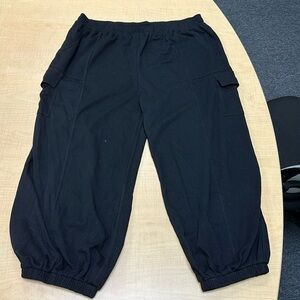 Black cotton cargo pants
